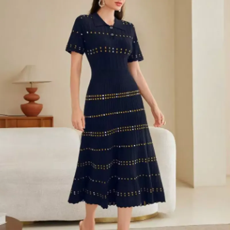 SHEIN Veslaya knit polo sweater dress