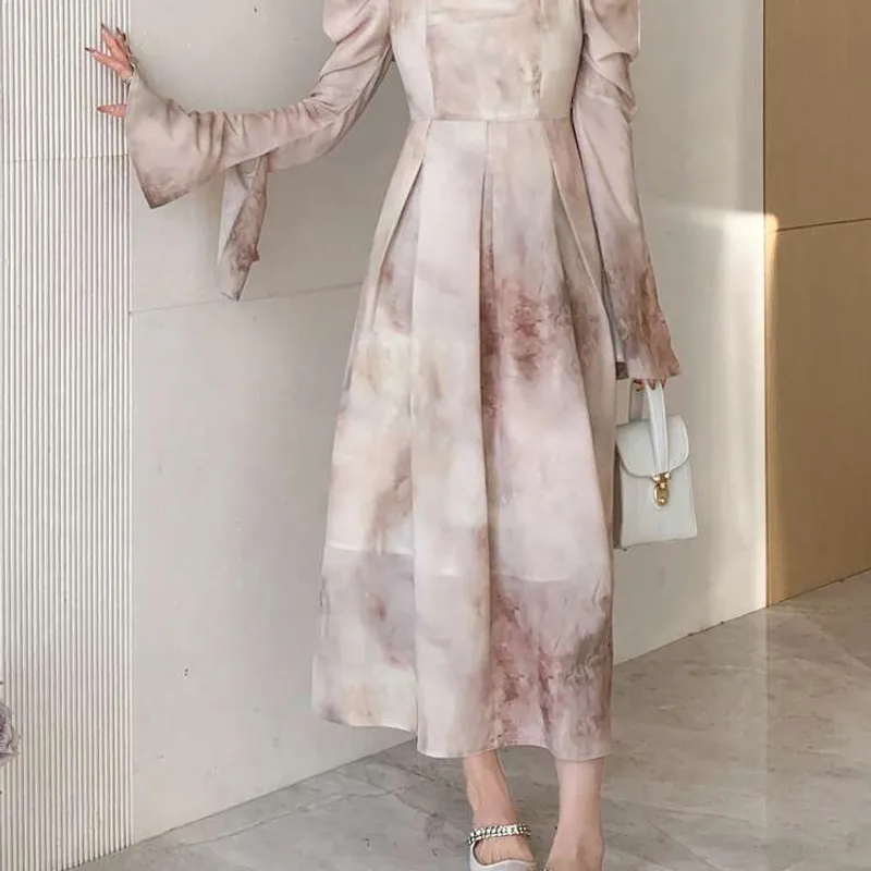 DAZY tie-dye long sleeve dress